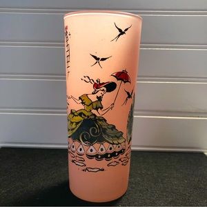 Vintage Pink Frosted Printed High Ball Glass